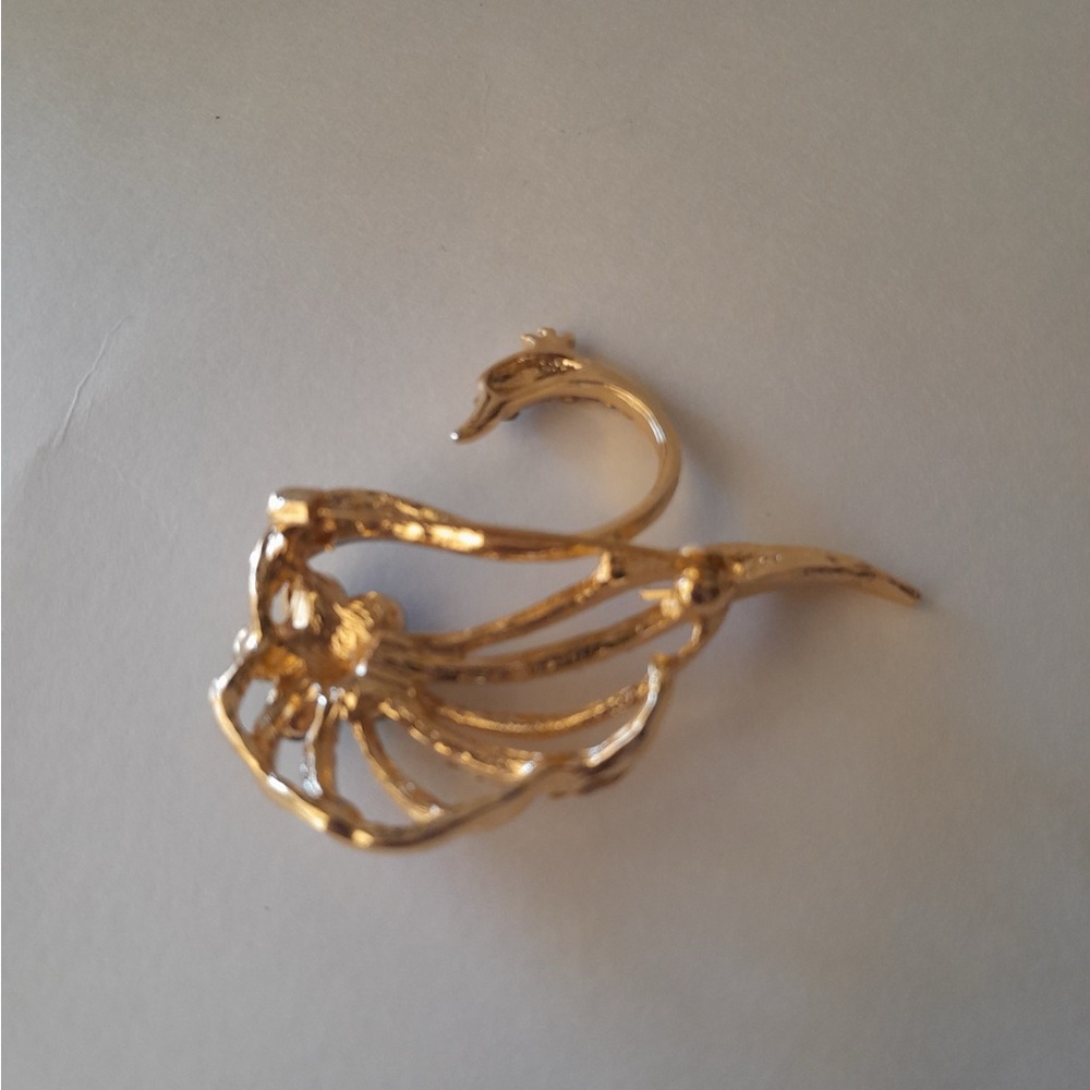 Swan Brooch with Rhinestone - Picture 3 of 7